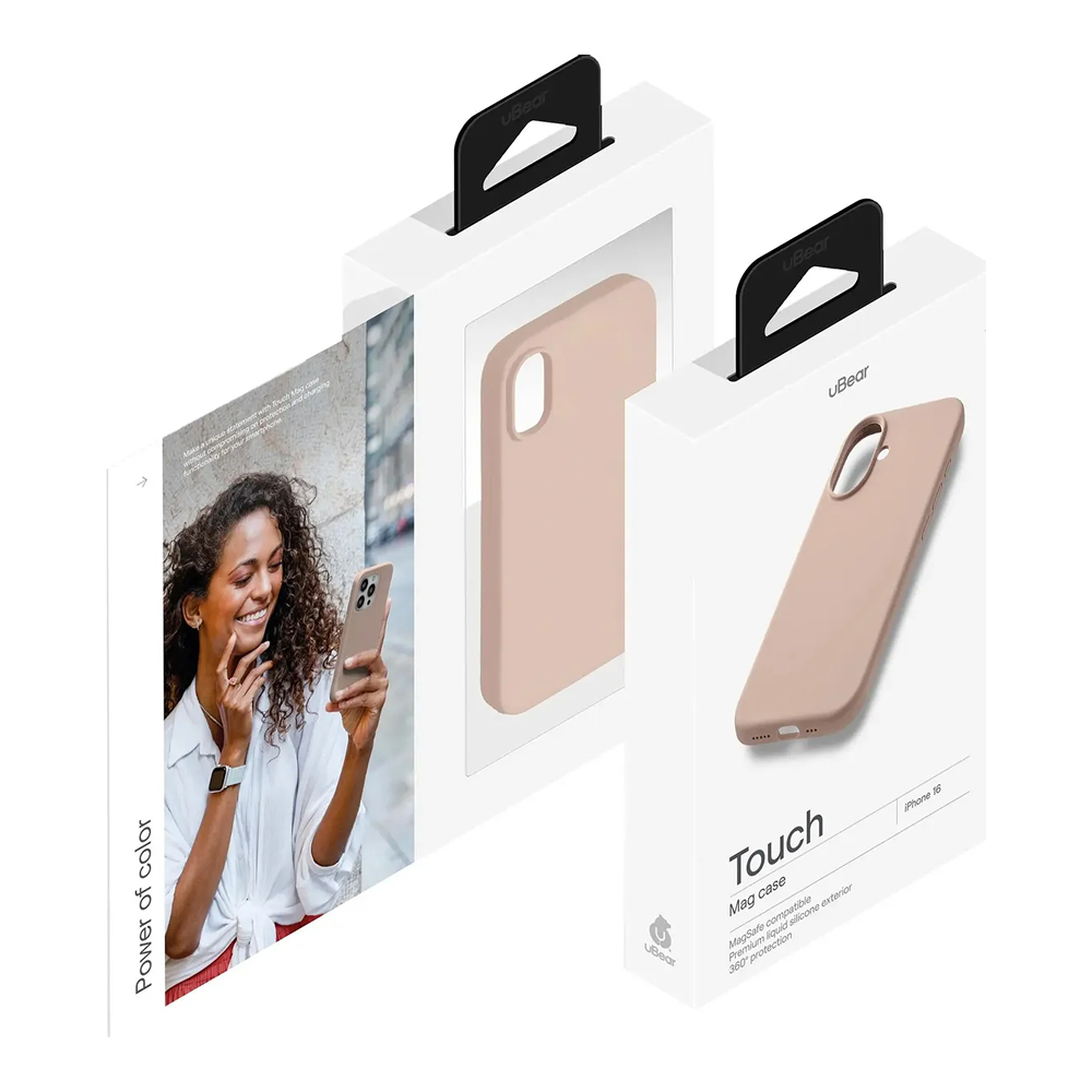 Чехол защитный uBear Touch Mag Case iPhone 16,силикон,софт-тач, латте